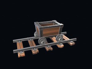 stylized trolley and rails 3D 模型
