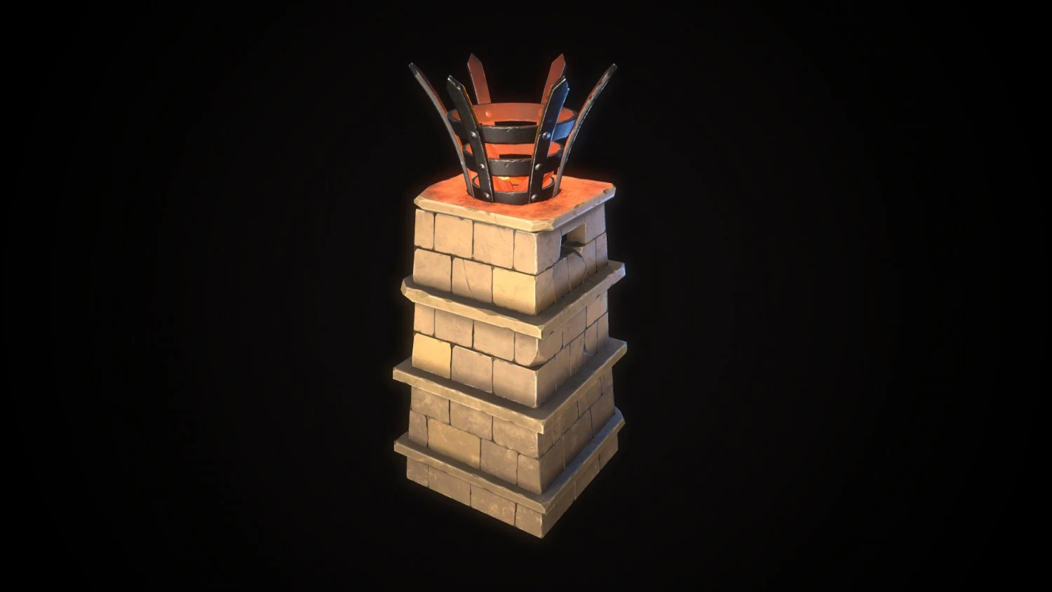 stylized torchcolumn 3D Model .c4d .max .obj .3ds .fbx .stl .blend 