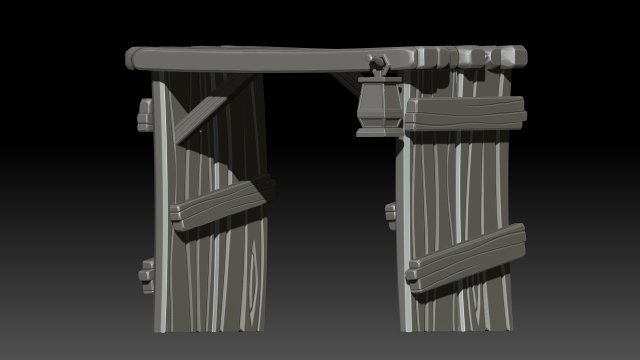stylized wooden gate 3D मॉडल .c4d .max .obj .3ds .fbx .stl .blend 