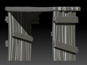 stylized wooden gate 3D Model