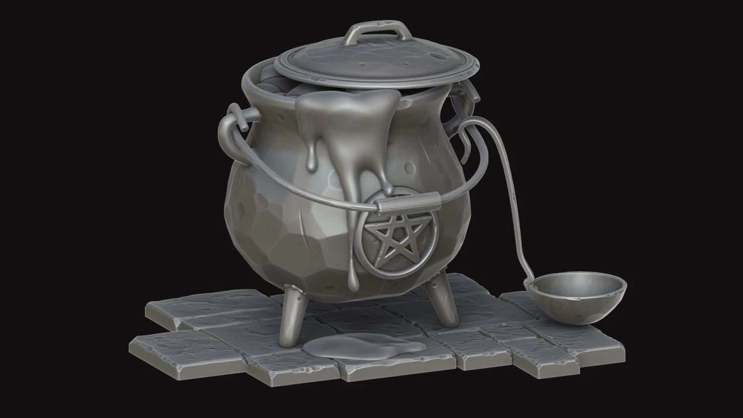 stylized cauldron 3D Model .c4d .max .obj .3ds .fbx .stl .blend 