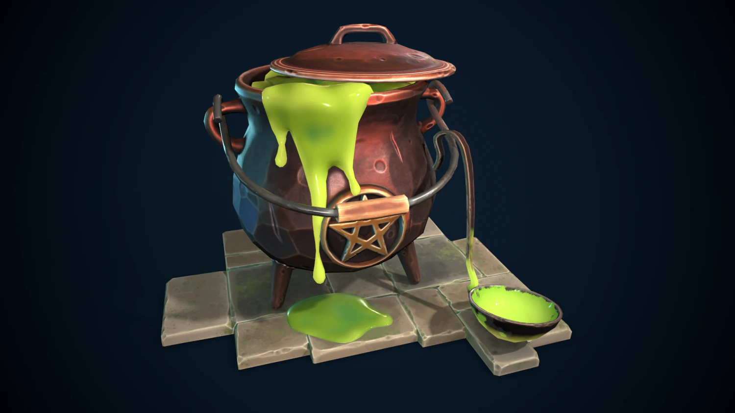 stylized cauldron 3D Model .c4d .max .obj .3ds .fbx .stl .blend 
