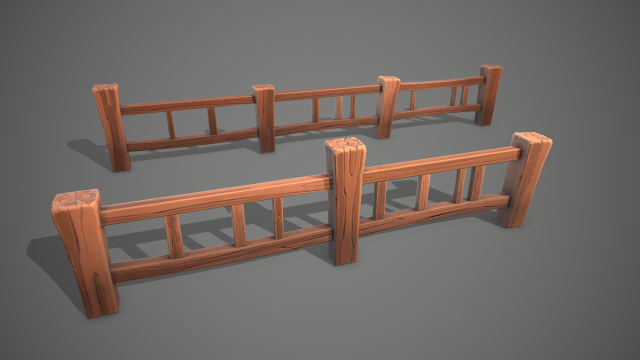 Stylized fence 3D Model .c4d .max .obj .3ds .fbx .stl .blend 