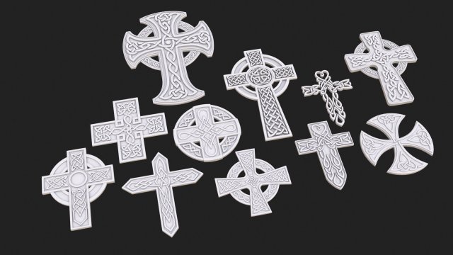 Celtic cross pack 3D 모델 .c4d .max .obj .3ds .fbx .stl .blend 