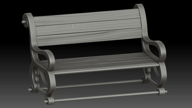 Stylized bench Model 3D .c4d .max .obj .3ds .fbx .stl .blend 