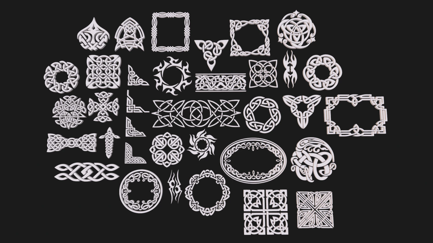 Celtic ornament pack 3D Model .c4d .max .obj .3ds .fbx .stl .blend