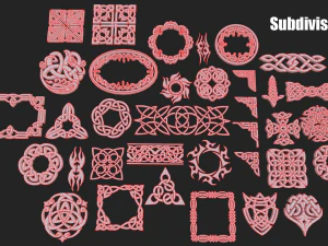Celtic ornament pack 3D Model