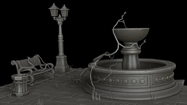 Stylizedpark 3D Model .c4d .max .obj .3ds .fbx .stl .blend 