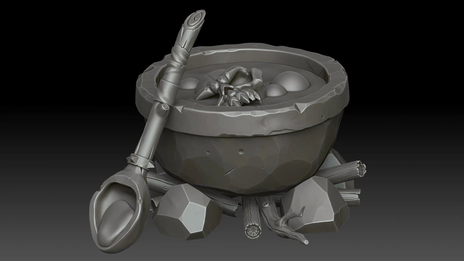 Stylized witchs cauldron 3D Model .c4d .max .obj .3ds .fbx .stl .blend 