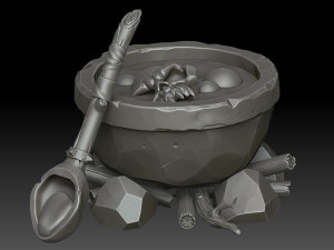 Stylized witchs cauldron 3D Model
