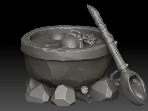 Stylized witchs cauldron 3D Model