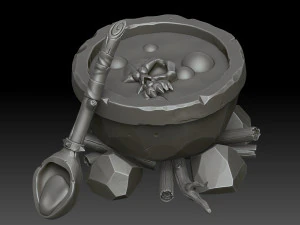 Stylized witchs cauldron 3D Model