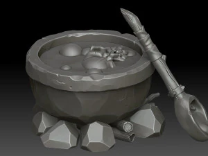 Stylized witchs cauldron 3D Model