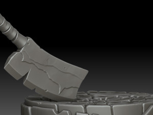 Stylized stump with ax 3D Model