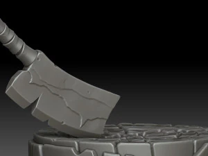Stylized stump with ax 3D Model