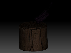 Stylized stump with ax 3D Model