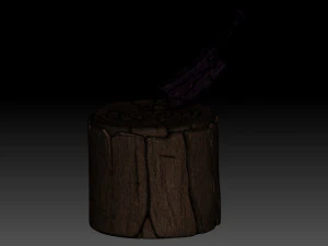 Stylized stump with ax 3D Model