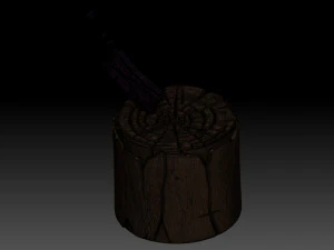 Stylized stump with ax 3D Model