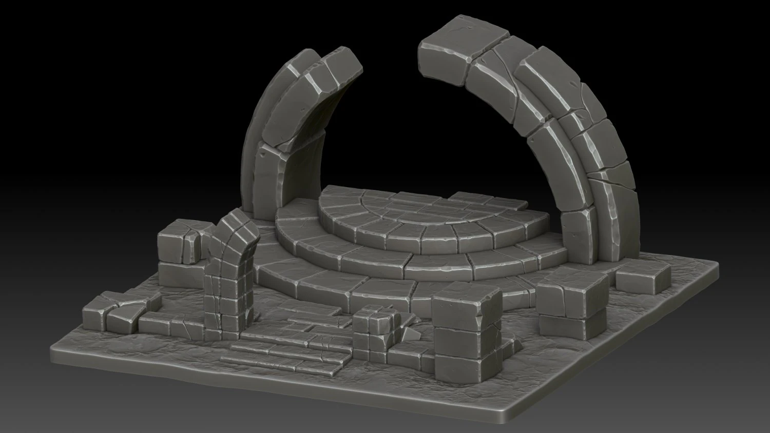 Stylized ruins 3D Model .c4d .max .obj .3ds .fbx .stl .blend 