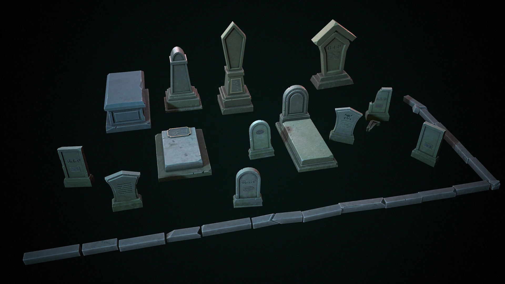Stylized graves 3D Model .c4d .max .obj .3ds .fbx .stl .blend 