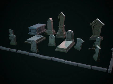 Stylized graves 3D Model