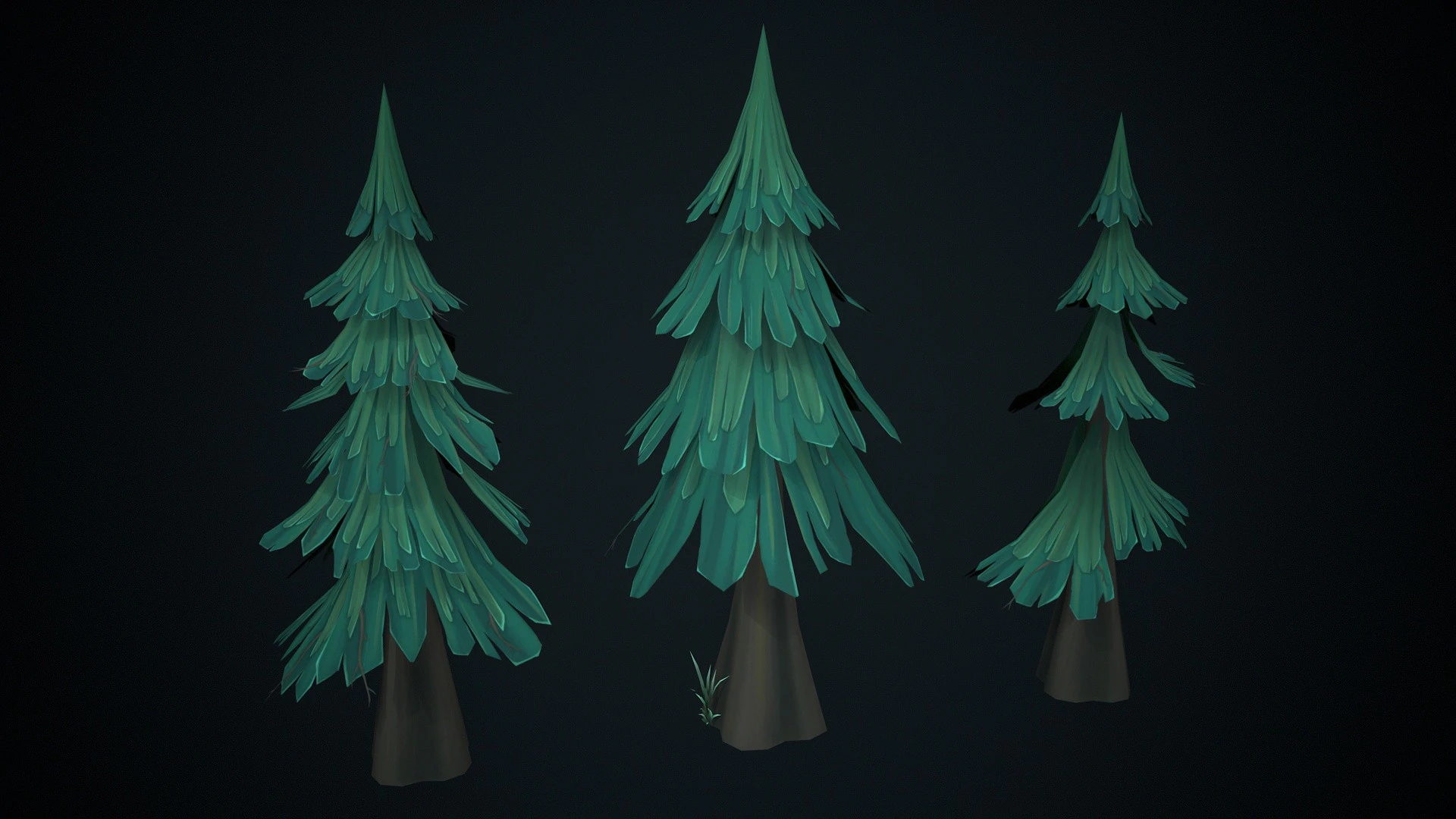 Stylized pine 3D Model .c4d .max .obj .3ds .fbx .stl .blend 