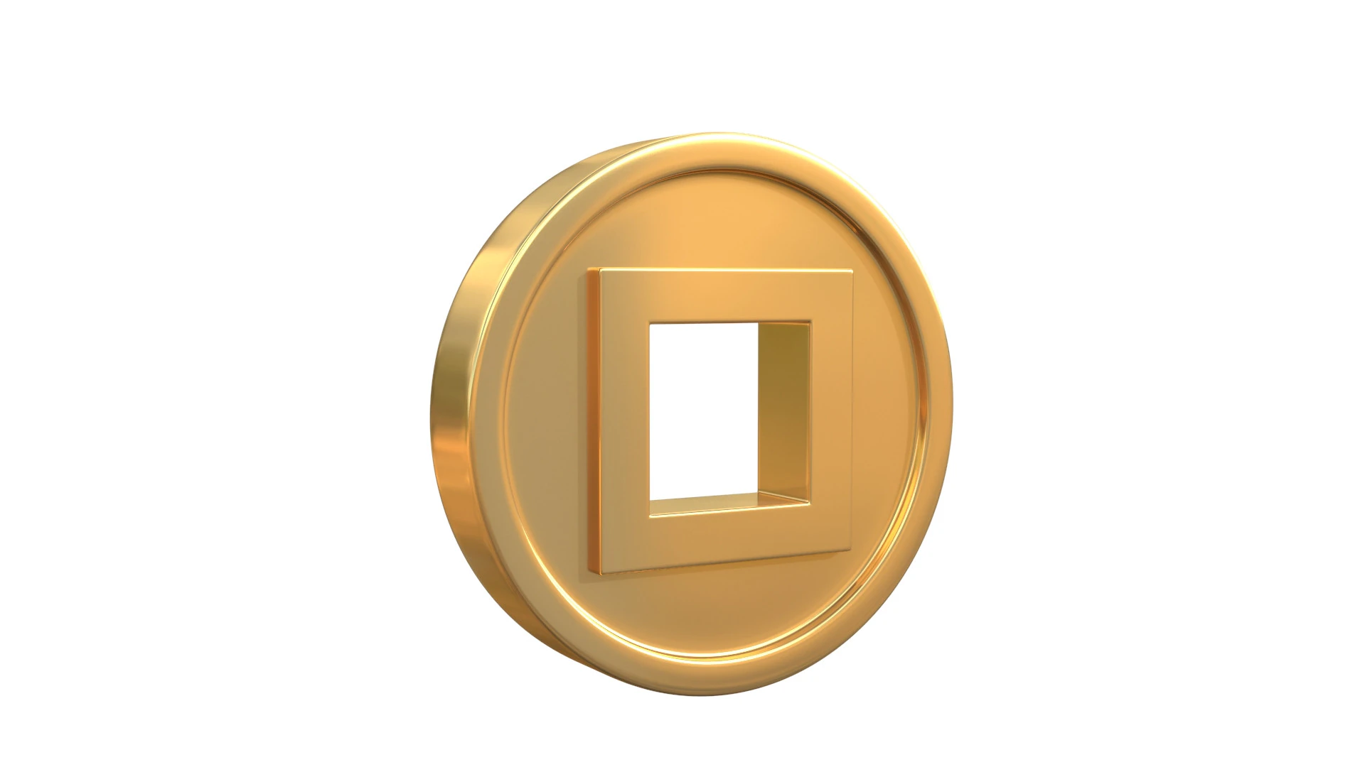 Coin with a square hole 3D Model .c4d .max .obj .3ds .fbx .stl .blend