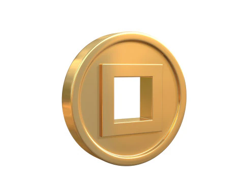 Moneta z kwadratowym otworem Model 3D