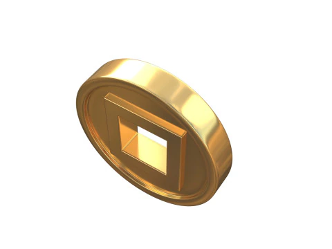 Coin with a square hole 3D Model