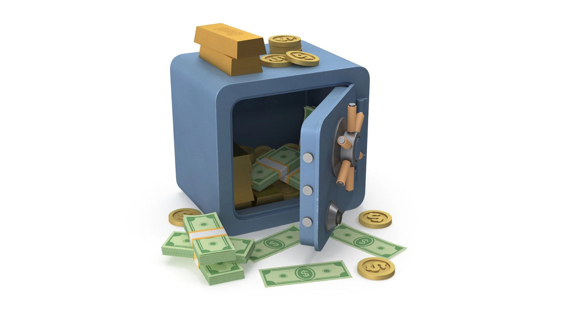 Safe and money 3D Model .c4d .max .obj .3ds .fbx .stl .blend 