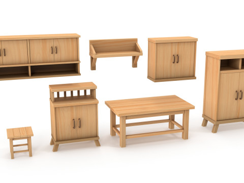 Stylized furniture pack 3D Model