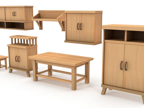 様式化された家具パック 3Dモデル