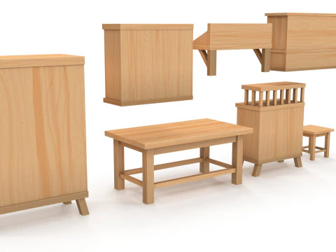 様式化された家具パック 3Dモデル