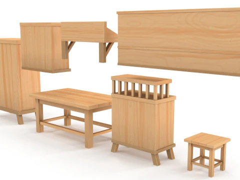 様式化された家具パック 3Dモデル