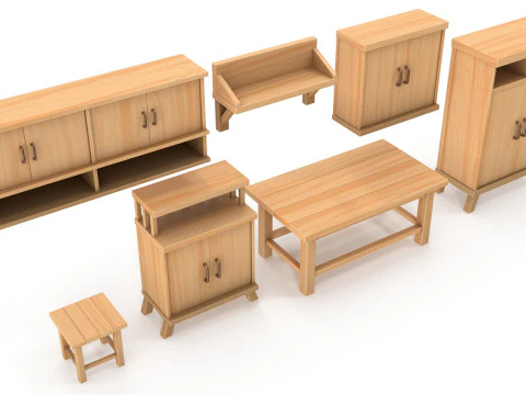 様式化された家具パック 3Dモデル