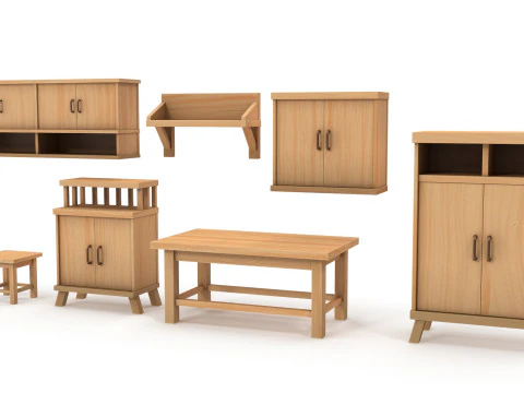 様式化された家具パック 3Dモデル