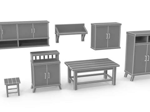 様式化された家具パック 3Dモデル