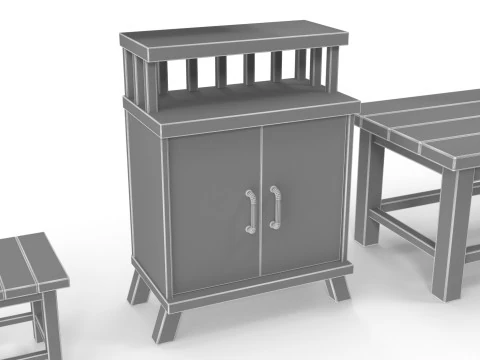 様式化された家具パック 3Dモデル