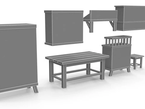 様式化された家具パック 3Dモデル