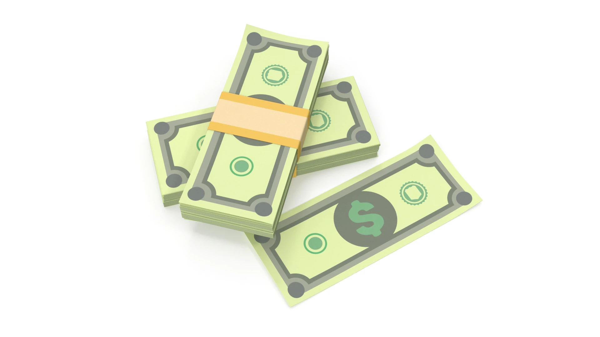 Stylized wad of money 3D Model .c4d .max .obj .3ds .fbx .stl .blend