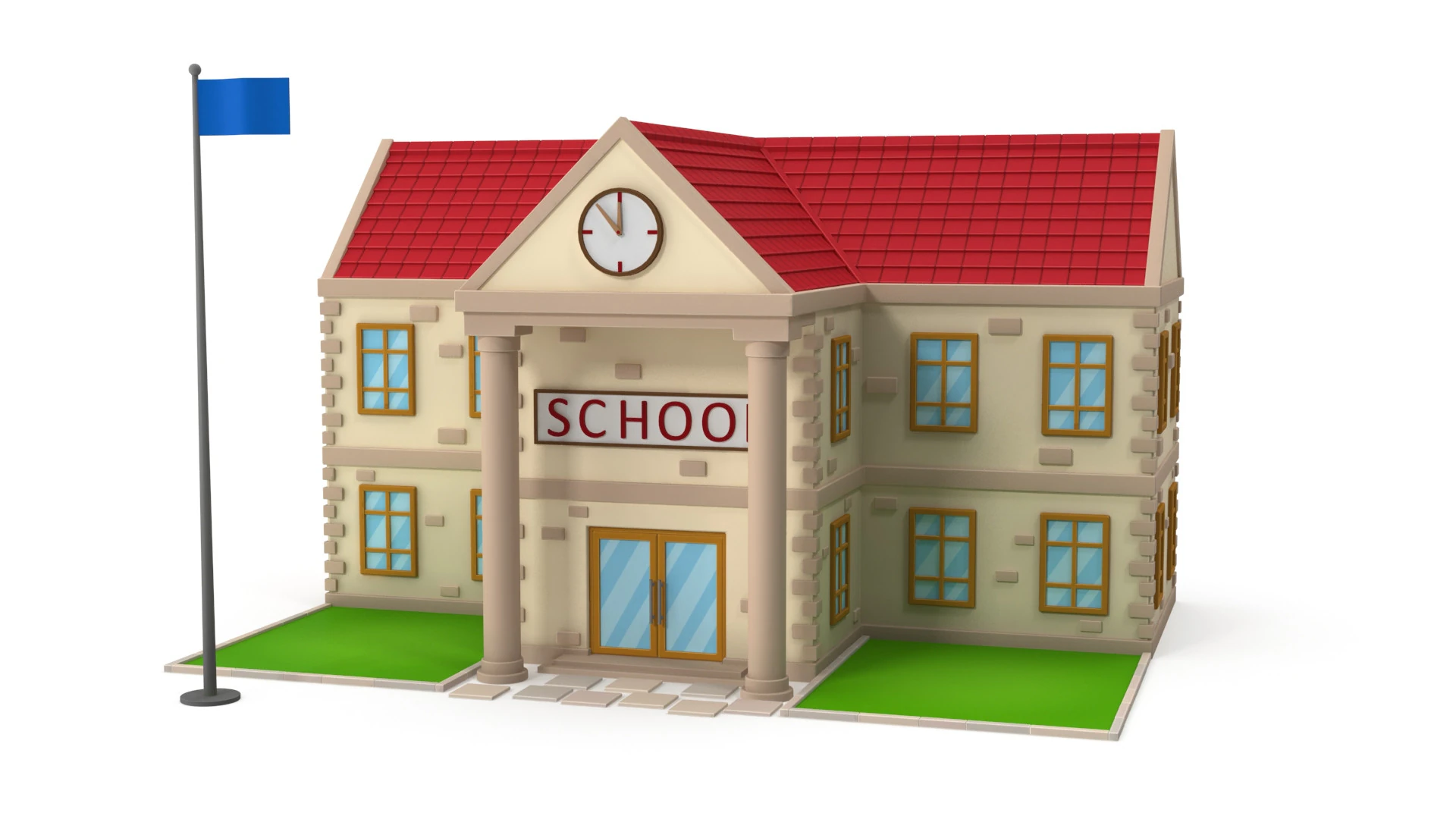 Cartoon school 3D Model .c4d .max .obj .3ds .fbx .stl .blend 