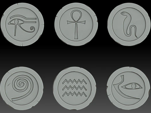 양식화된 동전 이집트 3D 모델