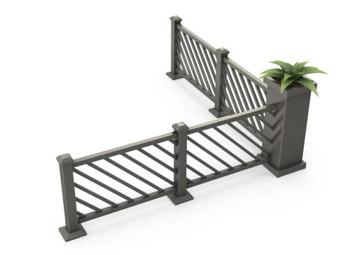 &Ccedil;i&ccedil;ekli stilize metal &ccedil;it 3D Model