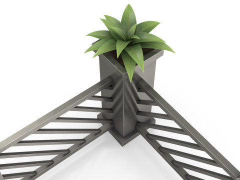 Stylized metal fence with flower Modello 3D