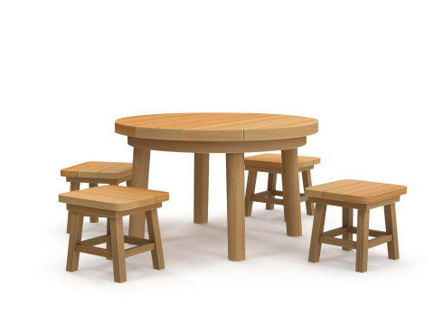Table and stools 3D Model