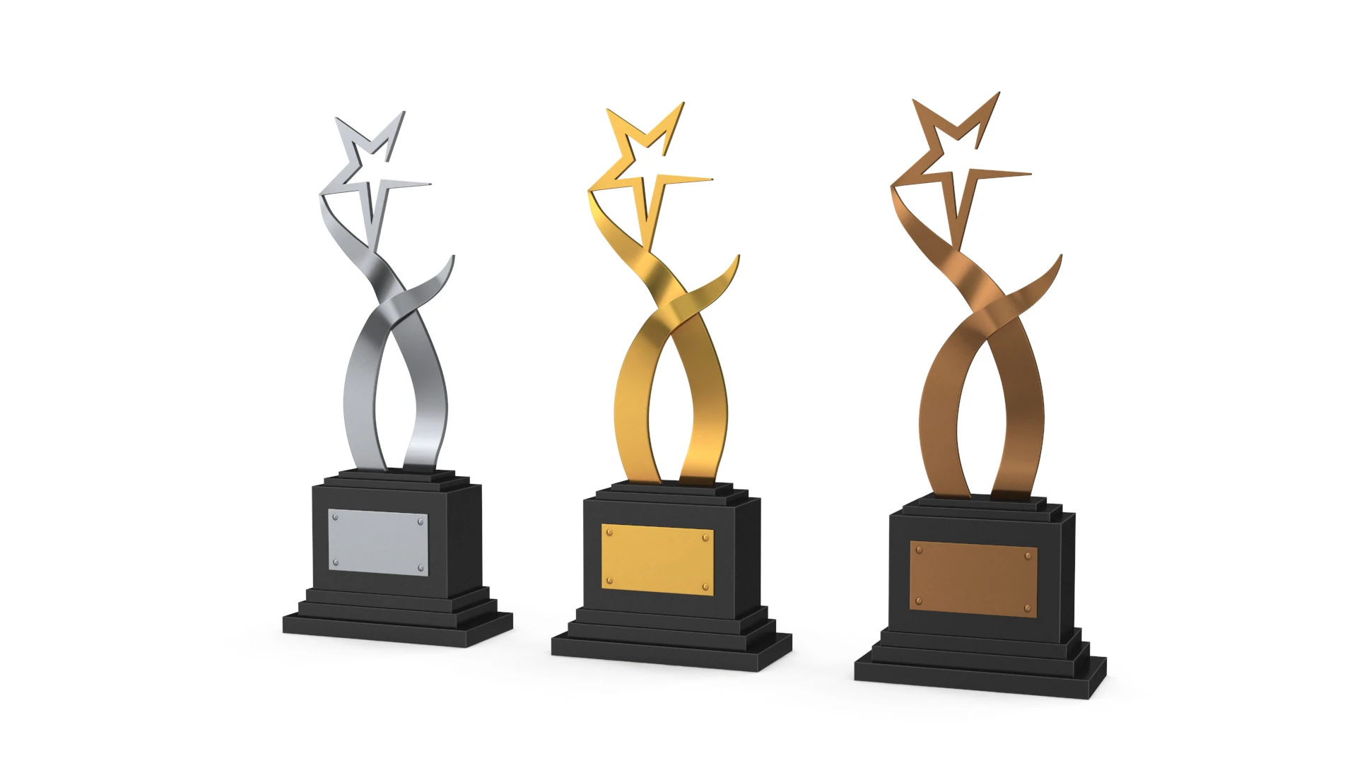 Trophy Stars 3D Model .c4d .max .obj .3ds .fbx .stl .blend