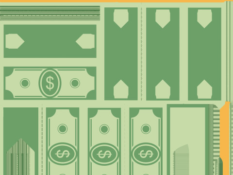 Cash coins and gold bars Model 3D