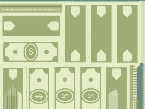 Cash coins and gold bars Model 3D