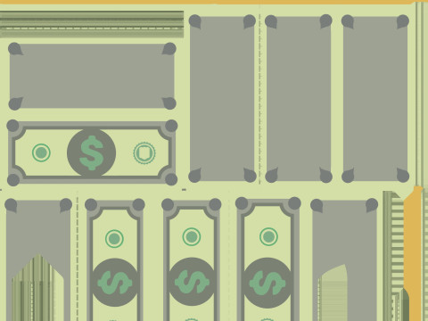 Cash coins and gold bars Model 3D