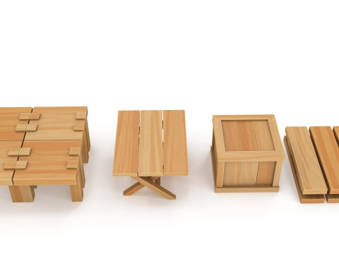 Cartoon tables pallet and box 3D Модель